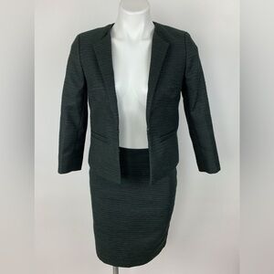 Ann Taylor Forest Green Tweed Blazer and Skirt Set